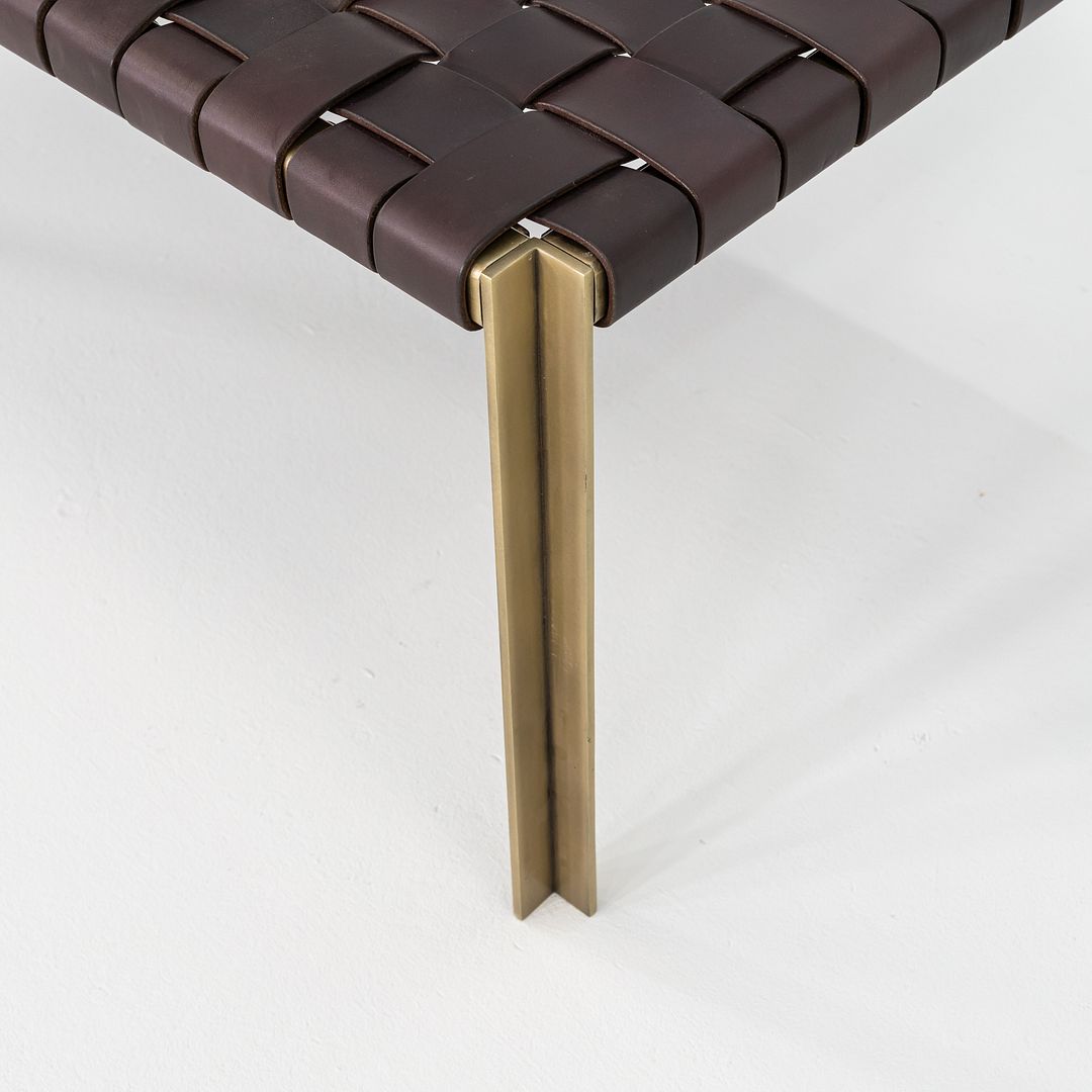 TG-18 Small Woven Leather Bench