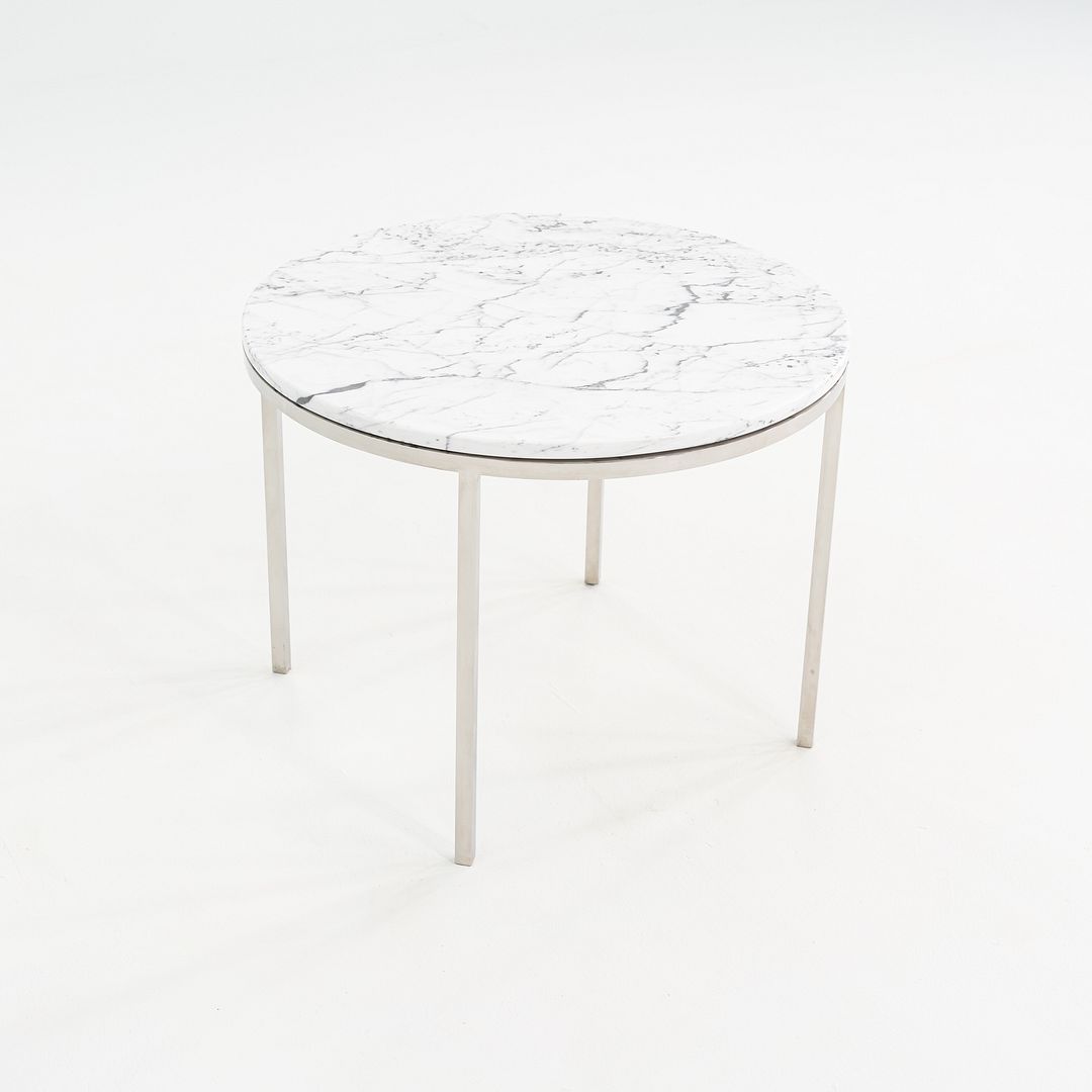 Round Steel and Marble Side Table