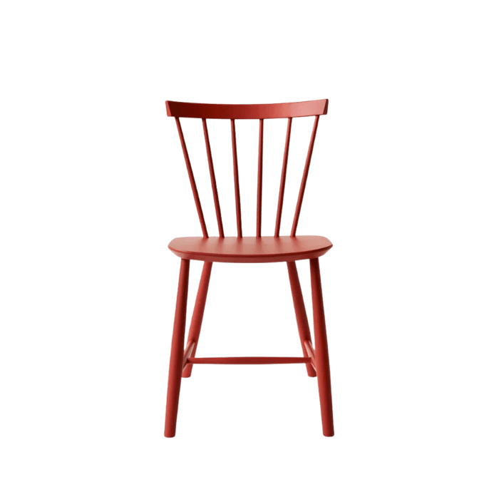 J46 Dining Chair — Coral Red Painted Beech