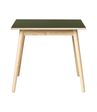 C35A Dining Table — Nature Lacquered Oak/Olive Green Linoleum
