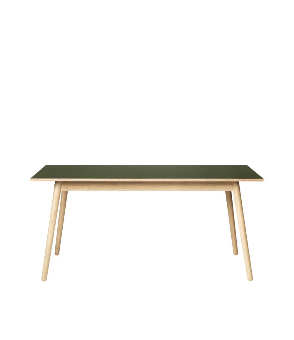 C35B Dining Table — Nature Lacquered Oak/Olive Green Linoleum