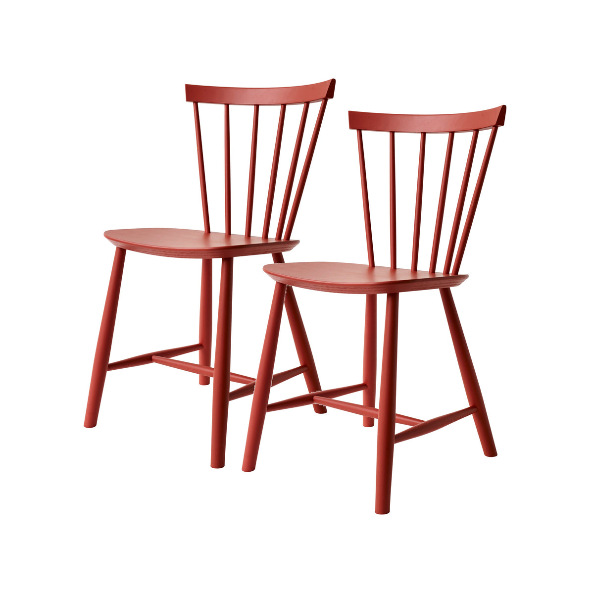 J46 Dining Chair — Coral Red Painted Beech — Set of 2