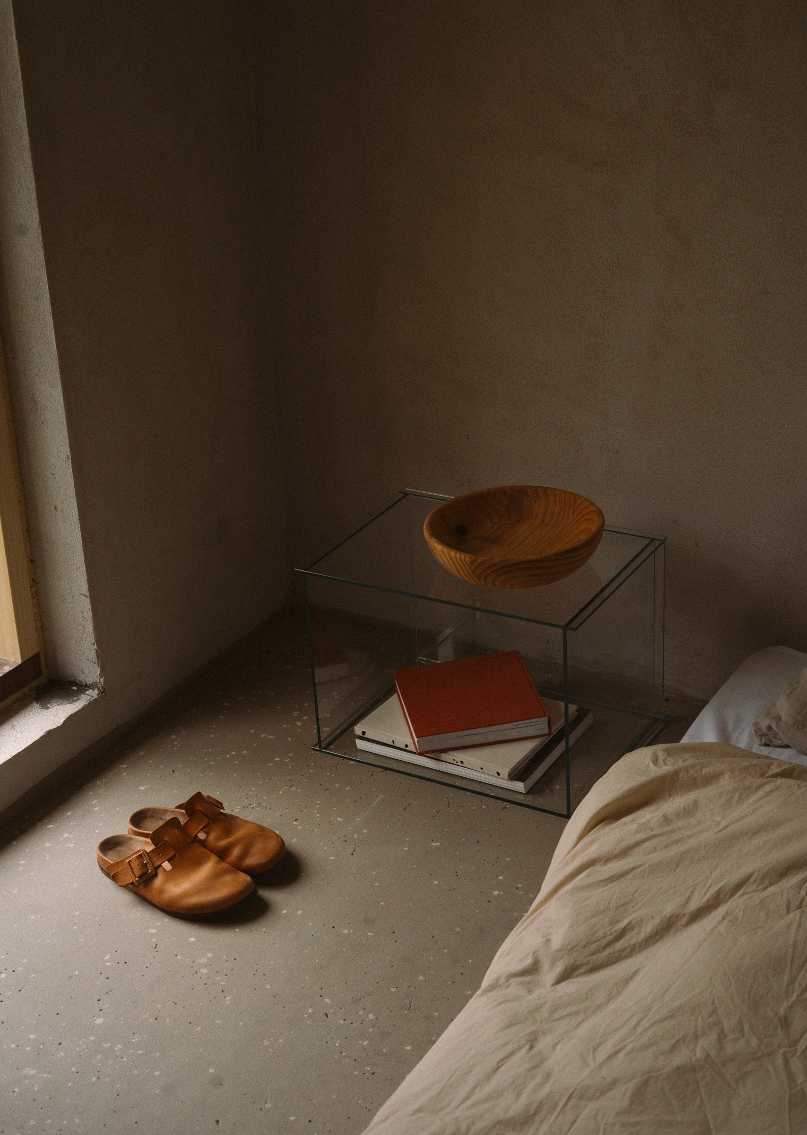 Rivet Box Table — Glass