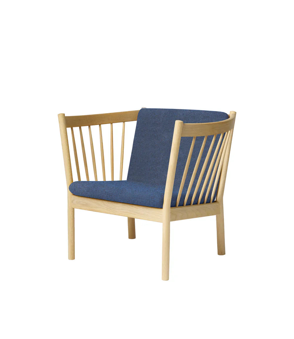 J146 Armchair — Nature Lacquered Oak / Dark Blue