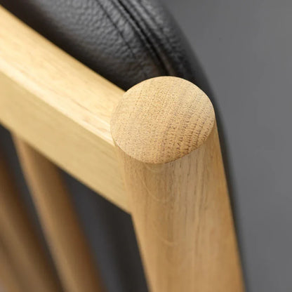 J147 Armchair — Nature Lacquered Oak/Black Leather