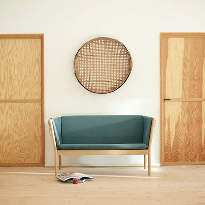J148 2-Person Sofa — Nature Lacquered Oak/Green