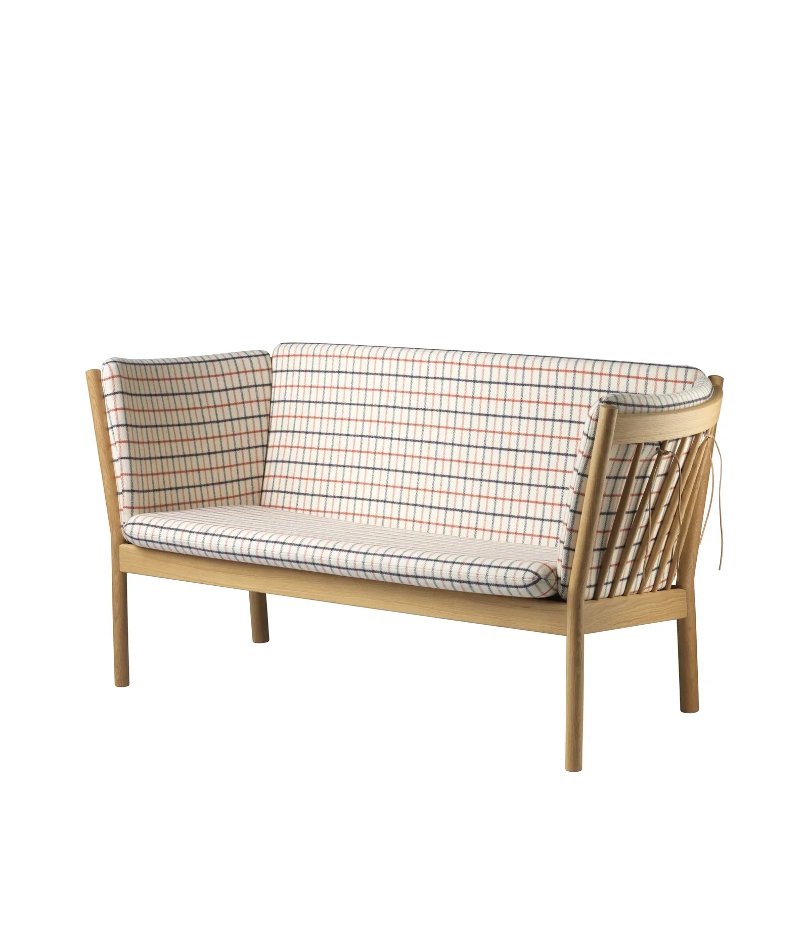 J148 2-Person Sofa — Nature Lacquered Oak/Red Wool