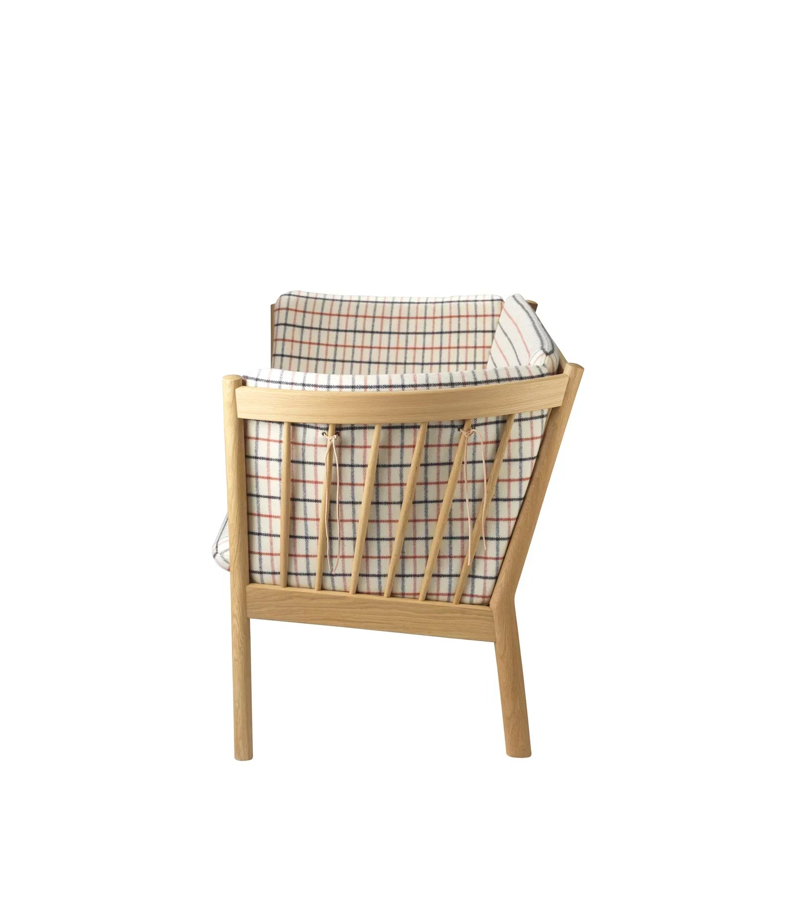 J148 2-Person Sofa — Nature Lacquered Oak/Red Wool