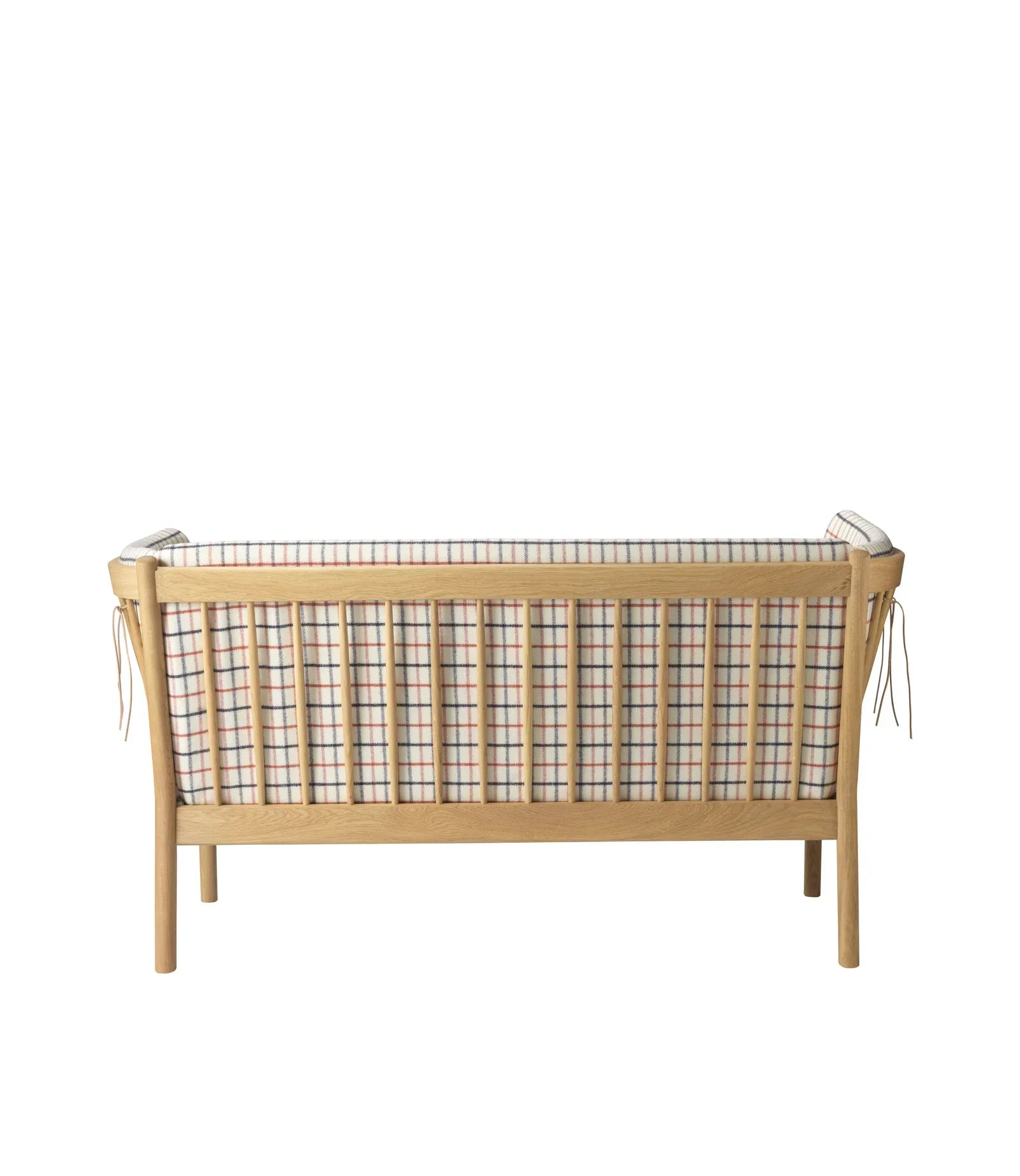 J148 2-Person Sofa — Nature Lacquered Oak/Red Wool