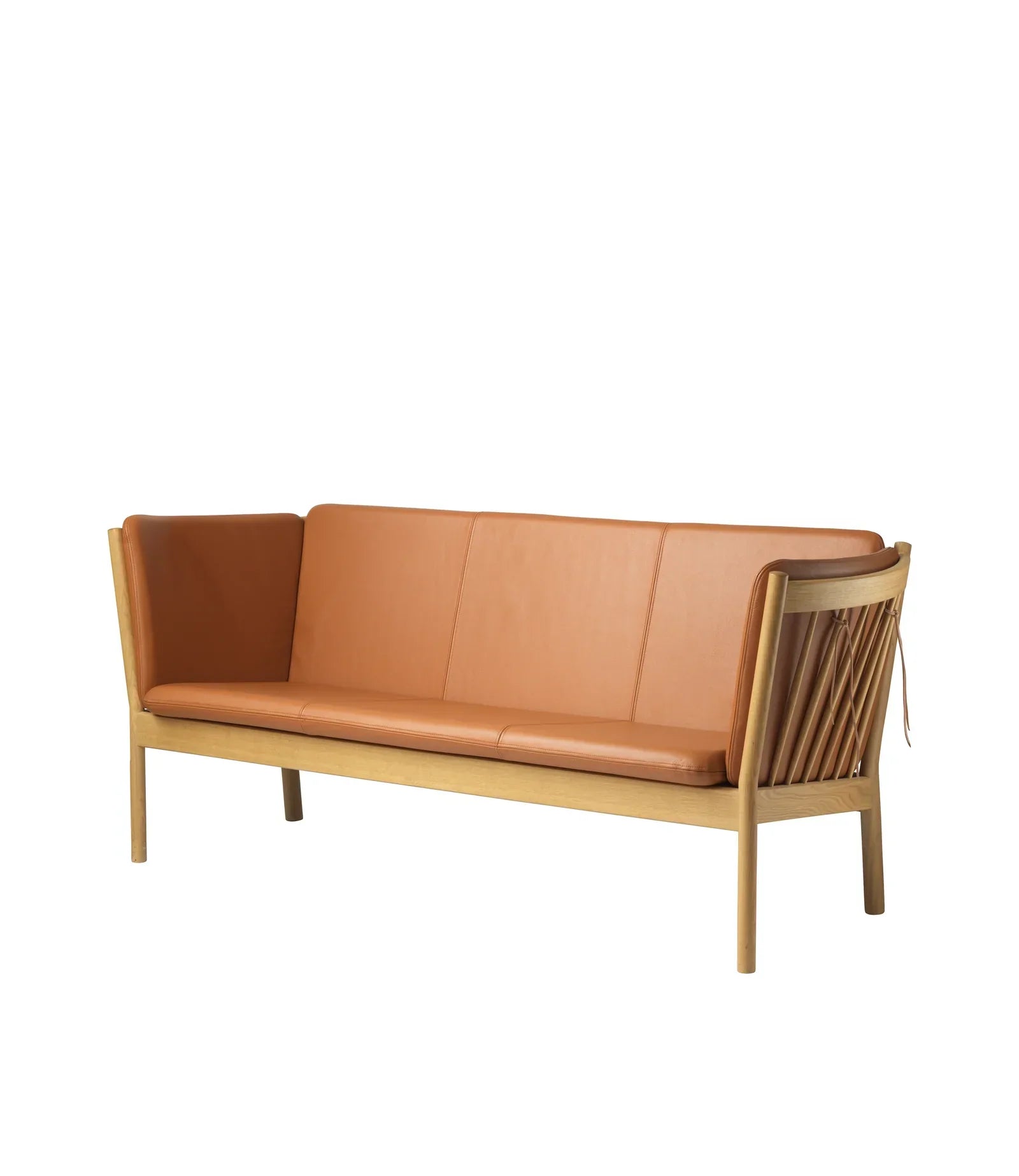 J149 3-Person Sofa — Nature Lacquered Oak/Cognac Leather