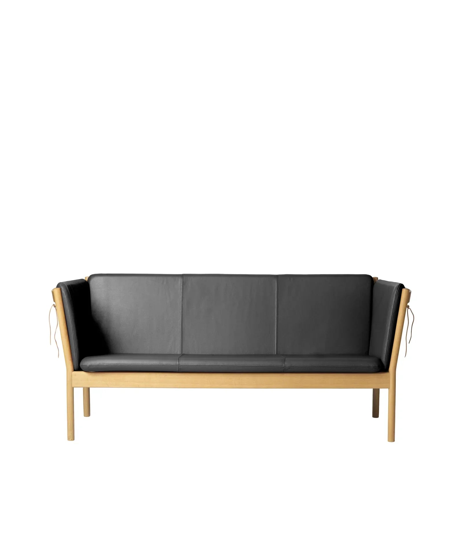 J149 3-Person Sofa  — Nature Lacquered Oak/Black Leather