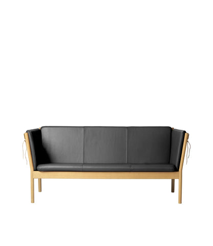 J149 3-Person Sofa  — Nature Lacquered Oak/Black Leather