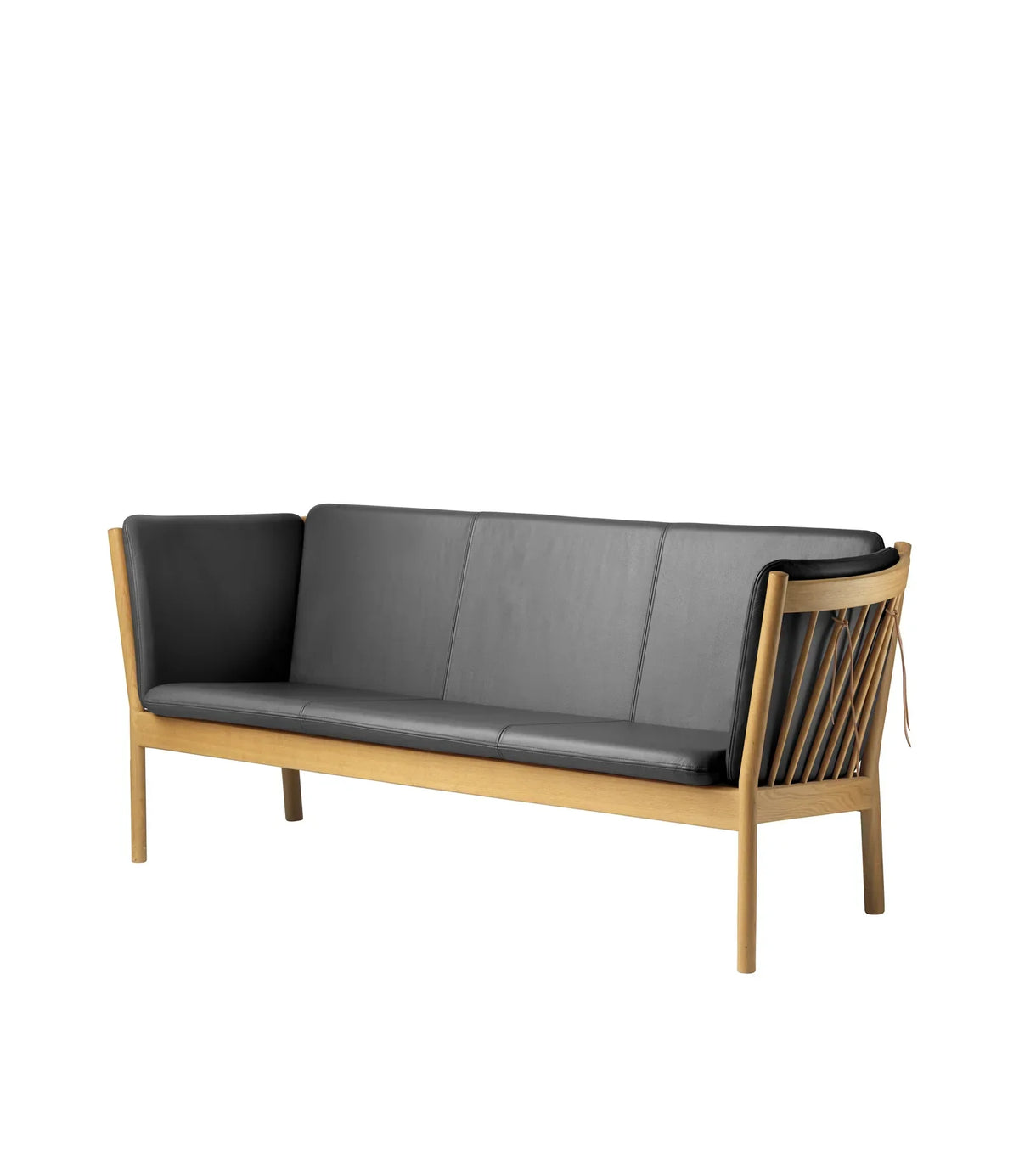 J149 3-Seater Couch — Nature Lacquered Oak/Black Leather