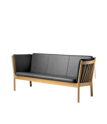 J149 3-Person Sofa  — Nature Lacquered Oak/Black Leather