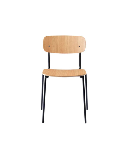 J182 Holmen Stackable Chair — Black Steel/Nature Oak Veneer —  4 Pcs.