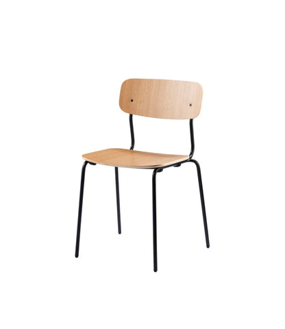 J182 Holmen Stackable Chair — Black Steel/Nature Oak Veneer —  4 Pcs.