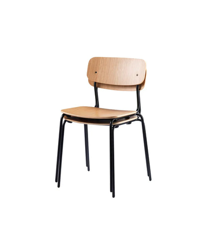 J182 Holmen Stackable Chair — Black Steel/Nature Oak Veneer —  4 Pcs.