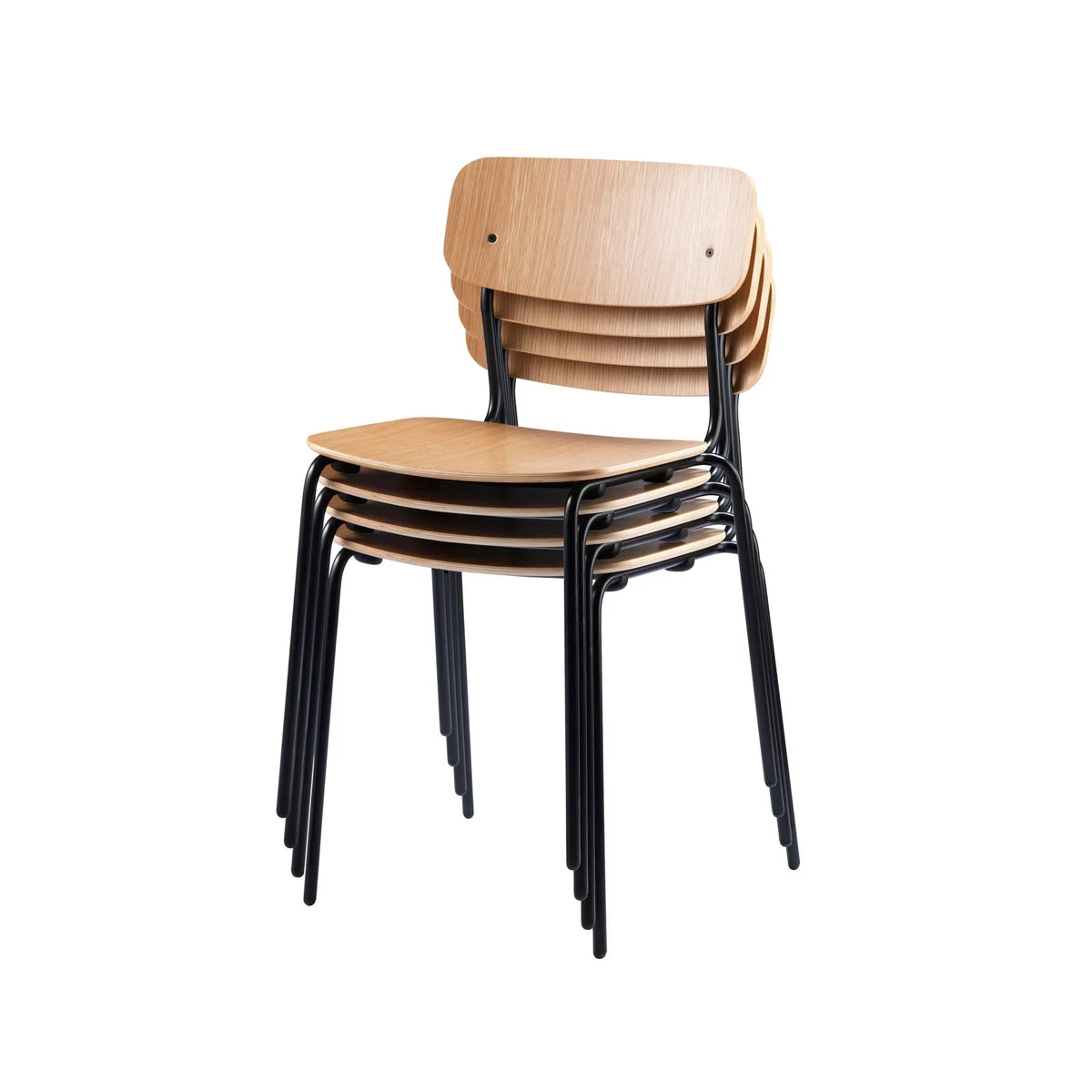 J182 Holmen Stackable Chair — Black Steel/Nature Oak Veneer —  4 Pcs.