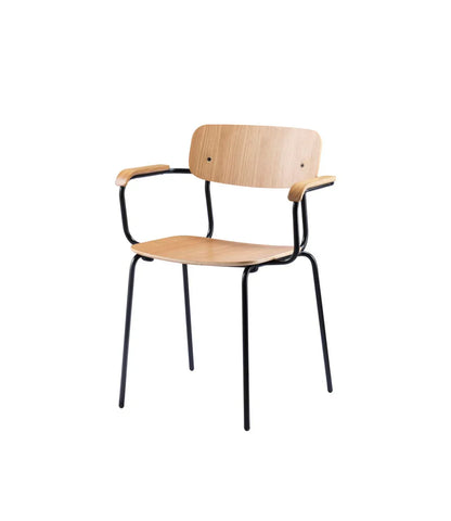 J183 Holmen Stackable Armchair — Steel Black/Nature Veneer