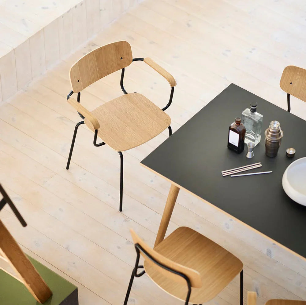 J183 Holmen Stackable Armchair — Steel Black/Nature Veneer