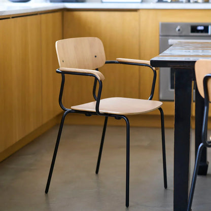 J183 Holmen Stackable Armchair — Steel Black Oak/Nature Veneer, 4 pcs.