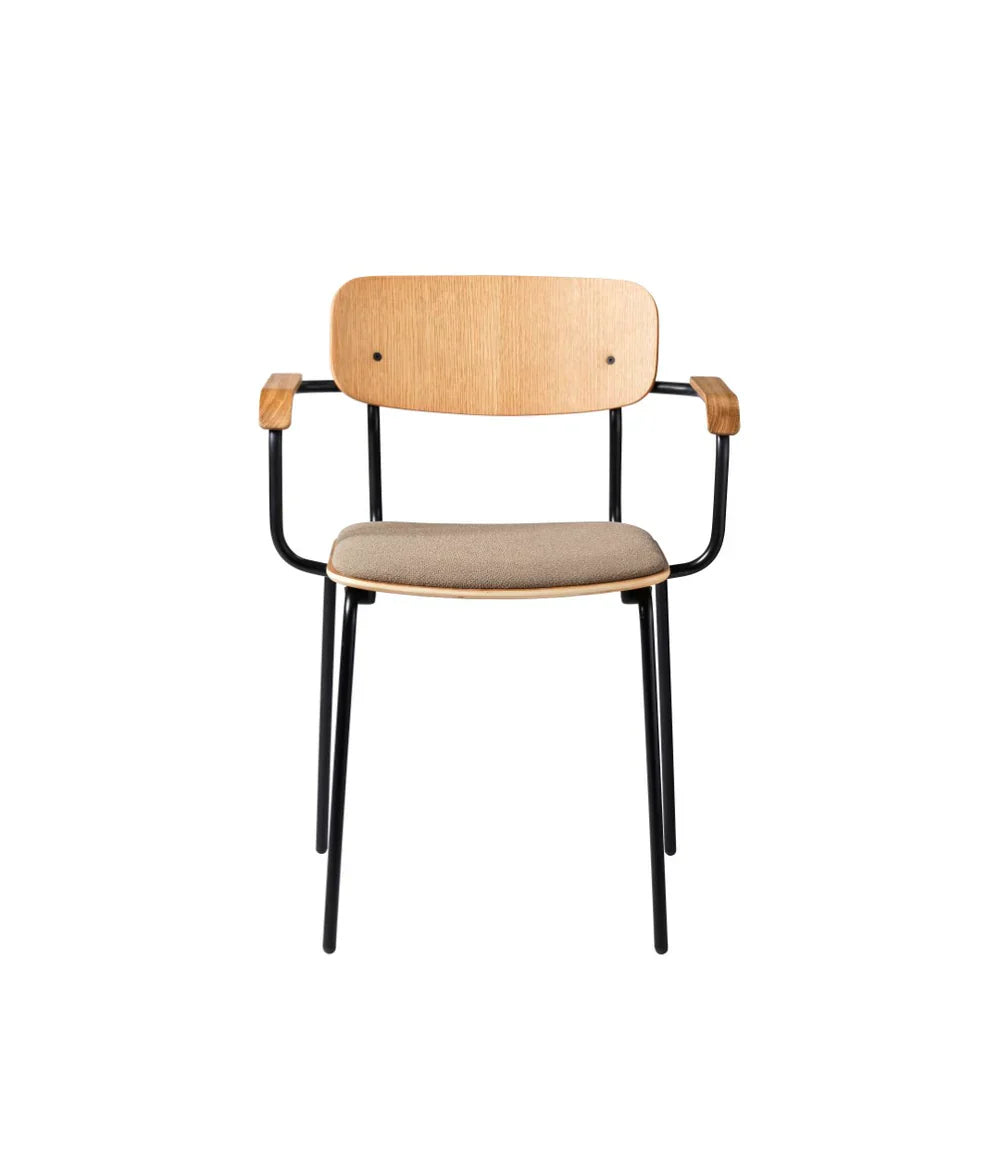 J183 Holmen Stackable Armchair — Steel Black/Taupe