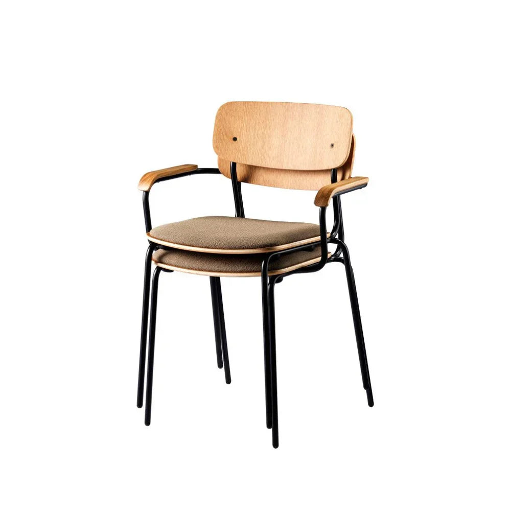 J183 Holmen Stackable Armchair — Steel Black/Taupe