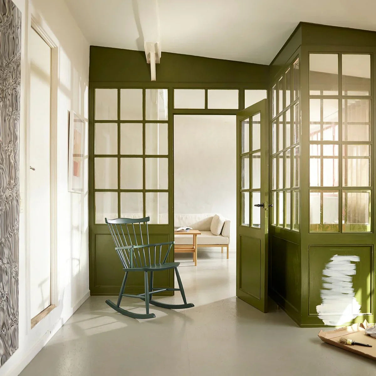 J52G Rocking Chair — Black Green Painted Beech