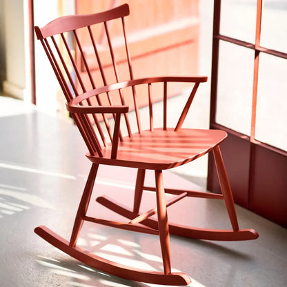 J52G Rocking Chair — Brick Red Painted Beech