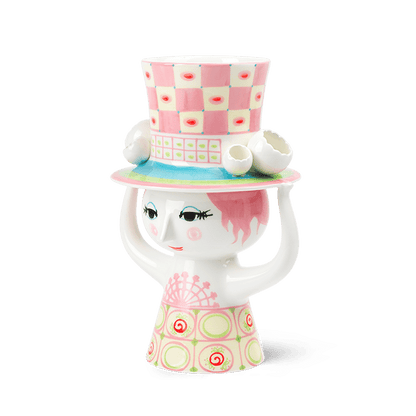 Bjørn Winblad Lady With Hat Vase, Pink/Yellow