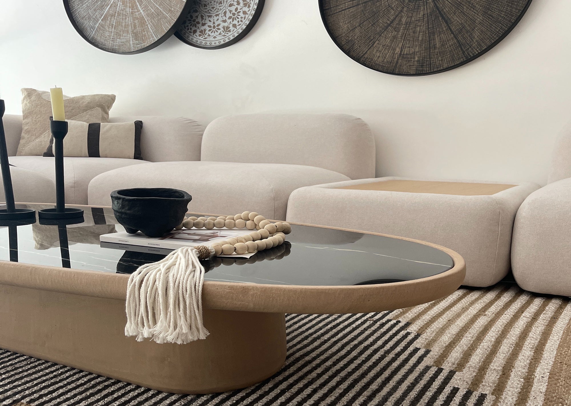 Maana Coffee Table with Inlay — Oval