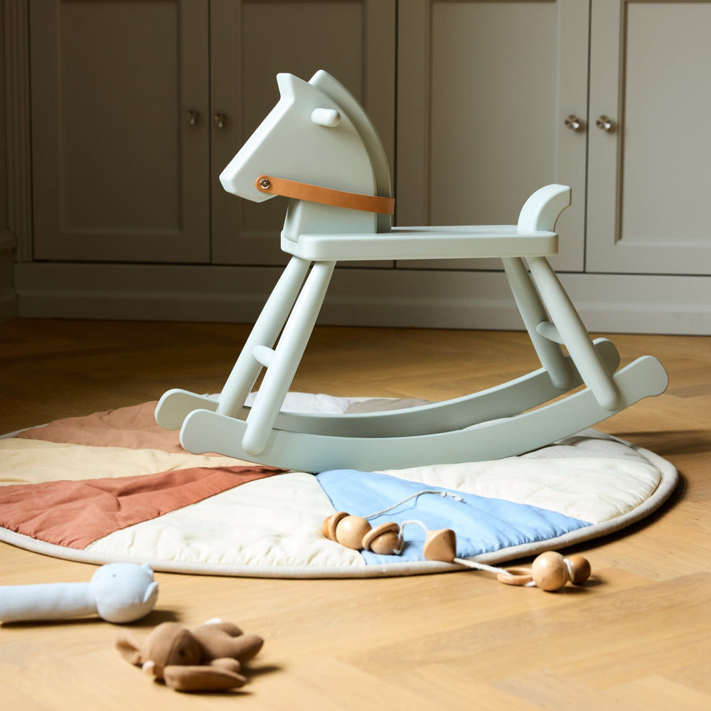 P12 Children Rocking Horse — Painted Beech — Blue Grey