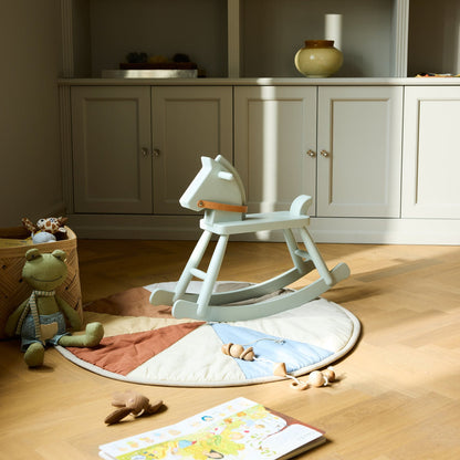 P12 Children Rocking Horse — Painted Beech — Blue Grey