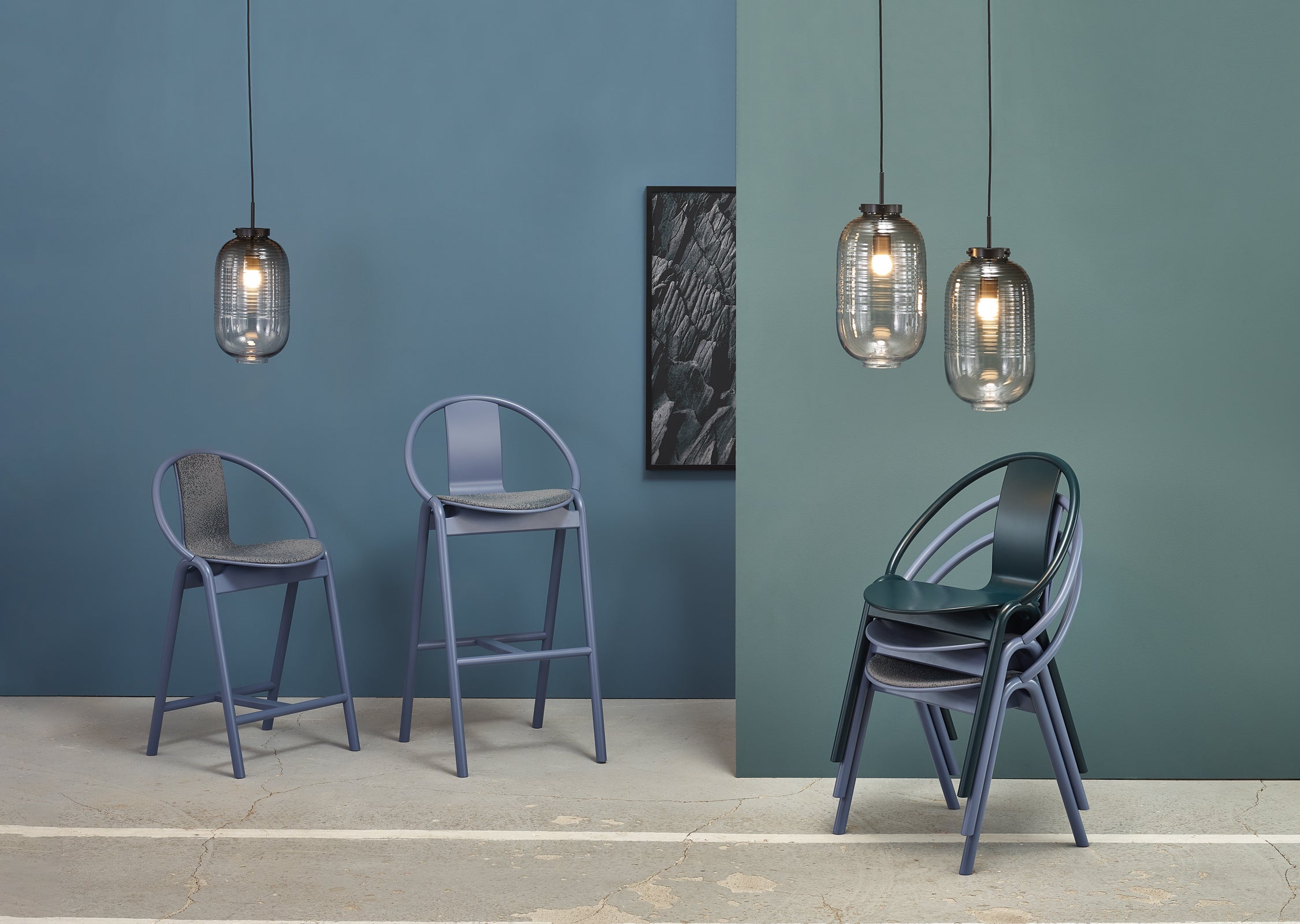 Again Bar and Counter Chair — Upholstered Seat and Back