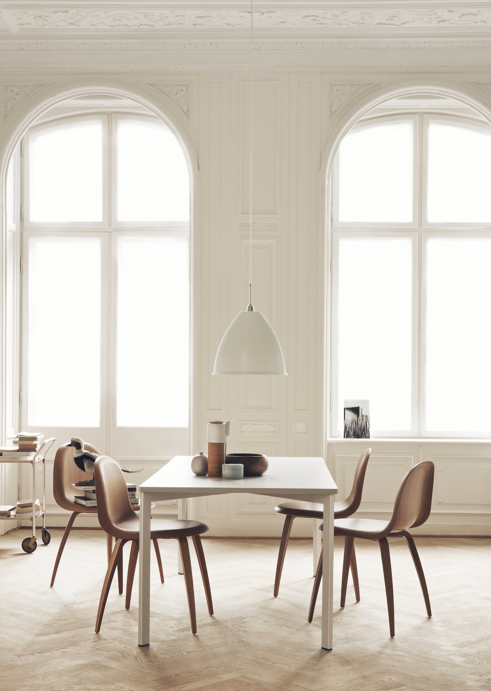 GUBI 3D Dining Chair — Un-Upholstered Wood Shell with Center Base