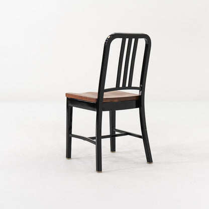 Navy Side Chair with Wood Seat