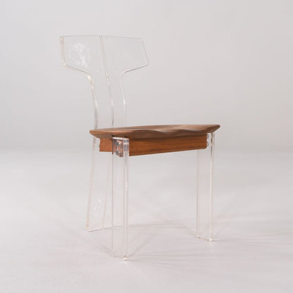 Lucite and Oak Side Chair