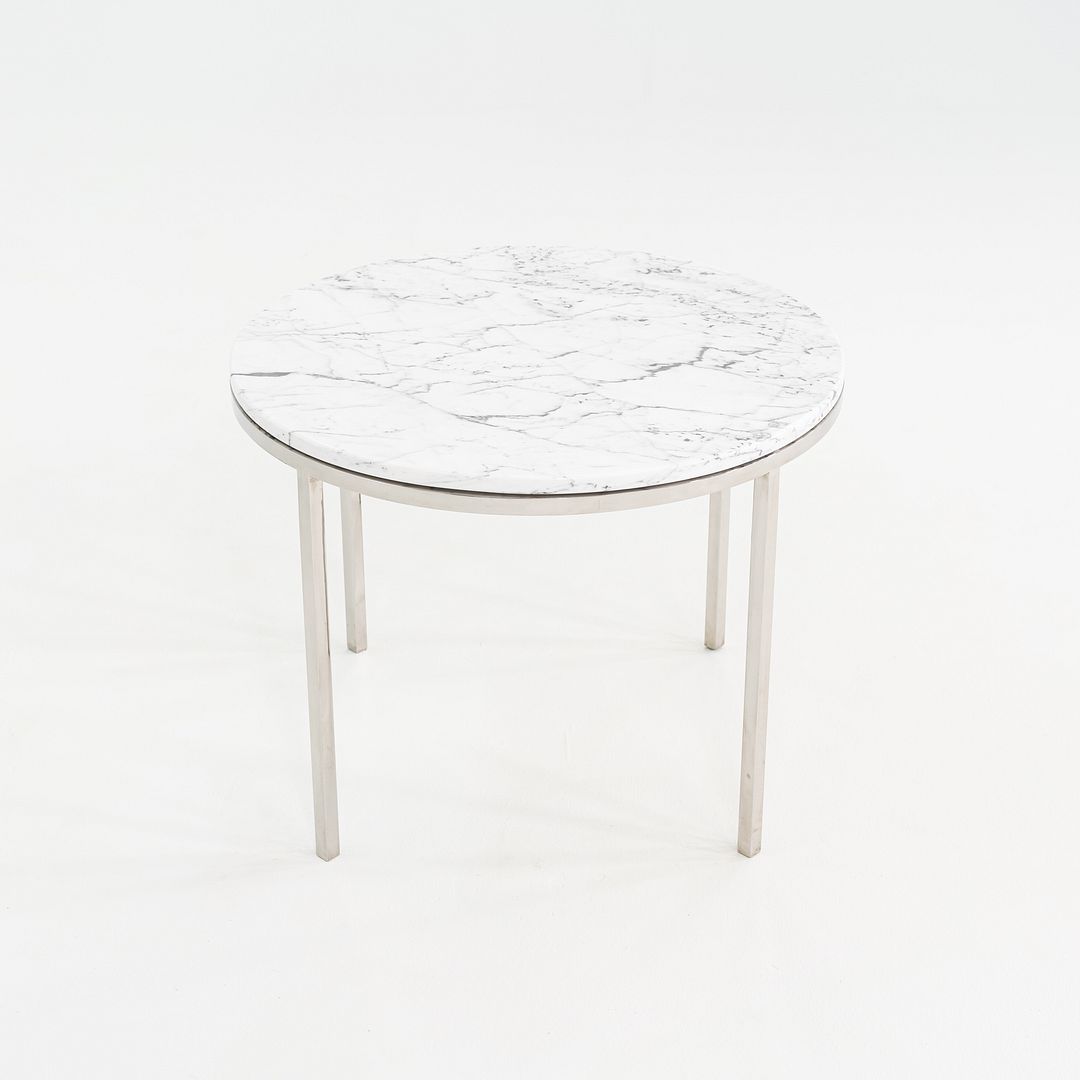 Round Steel and Marble Side Table
