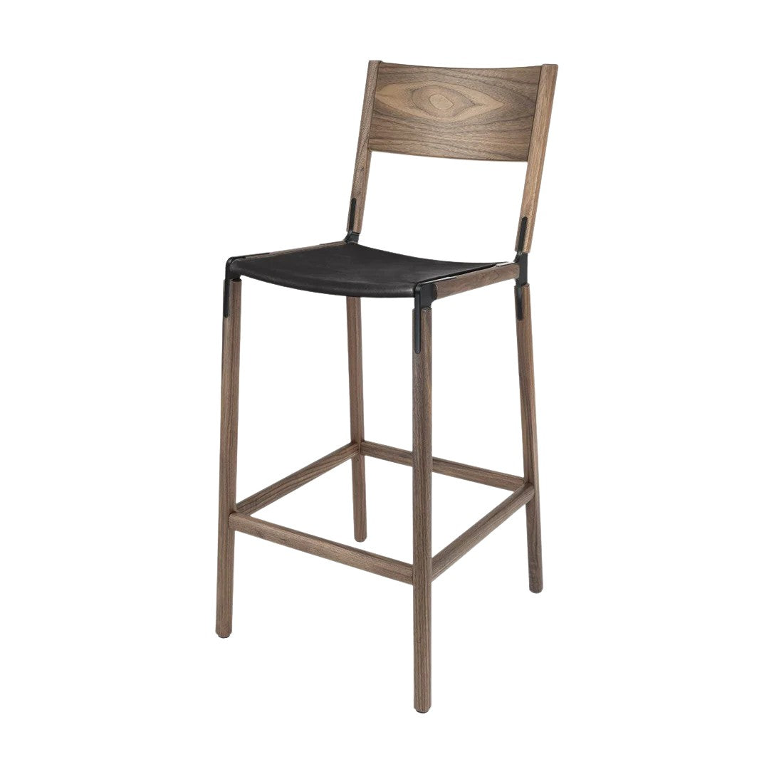 Backed Bar Stool — Stanyan — Leather Seat