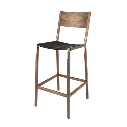 Backed Bar Stool — Stanyan — Leather Seat