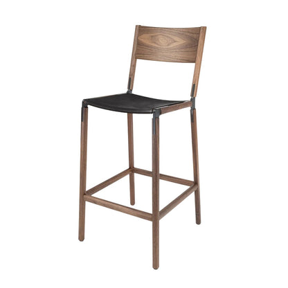 Backed Bar Stool — Stanyan — Leather Seat