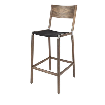 Backed Bar Stool — Stanyan — Leather Seat