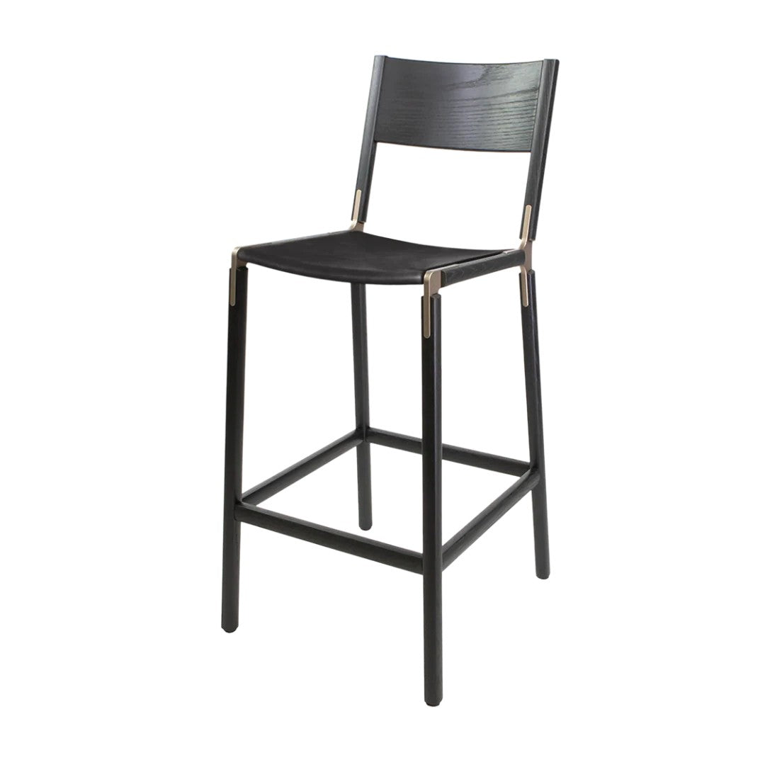 Backed Bar Stool — Stanyan — Leather Seat