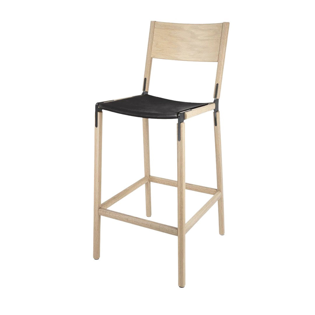 Backed Bar Stool — Stanyan — Leather Seat