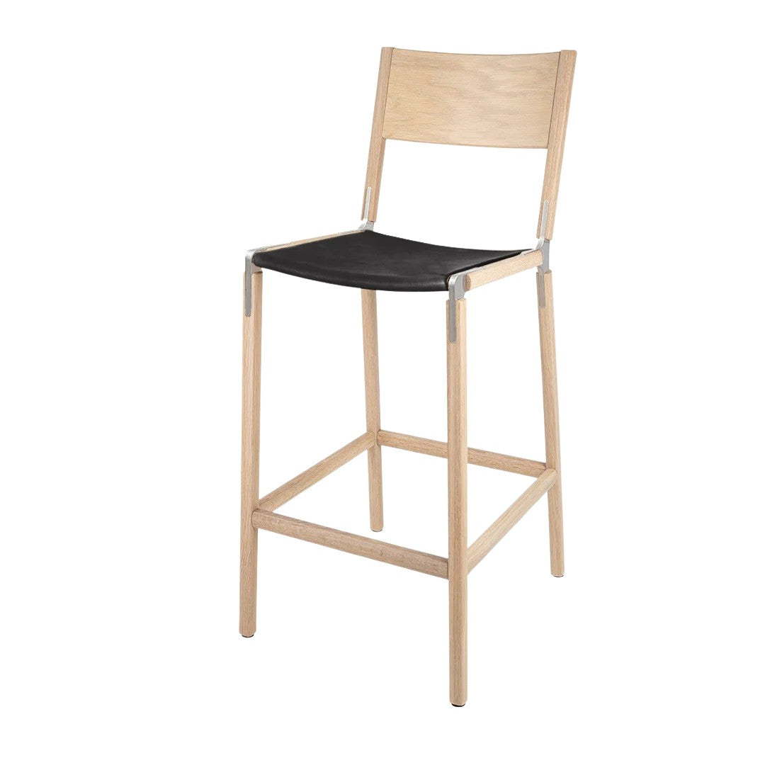 Backed Bar Stool — Stanyan — Leather Seat