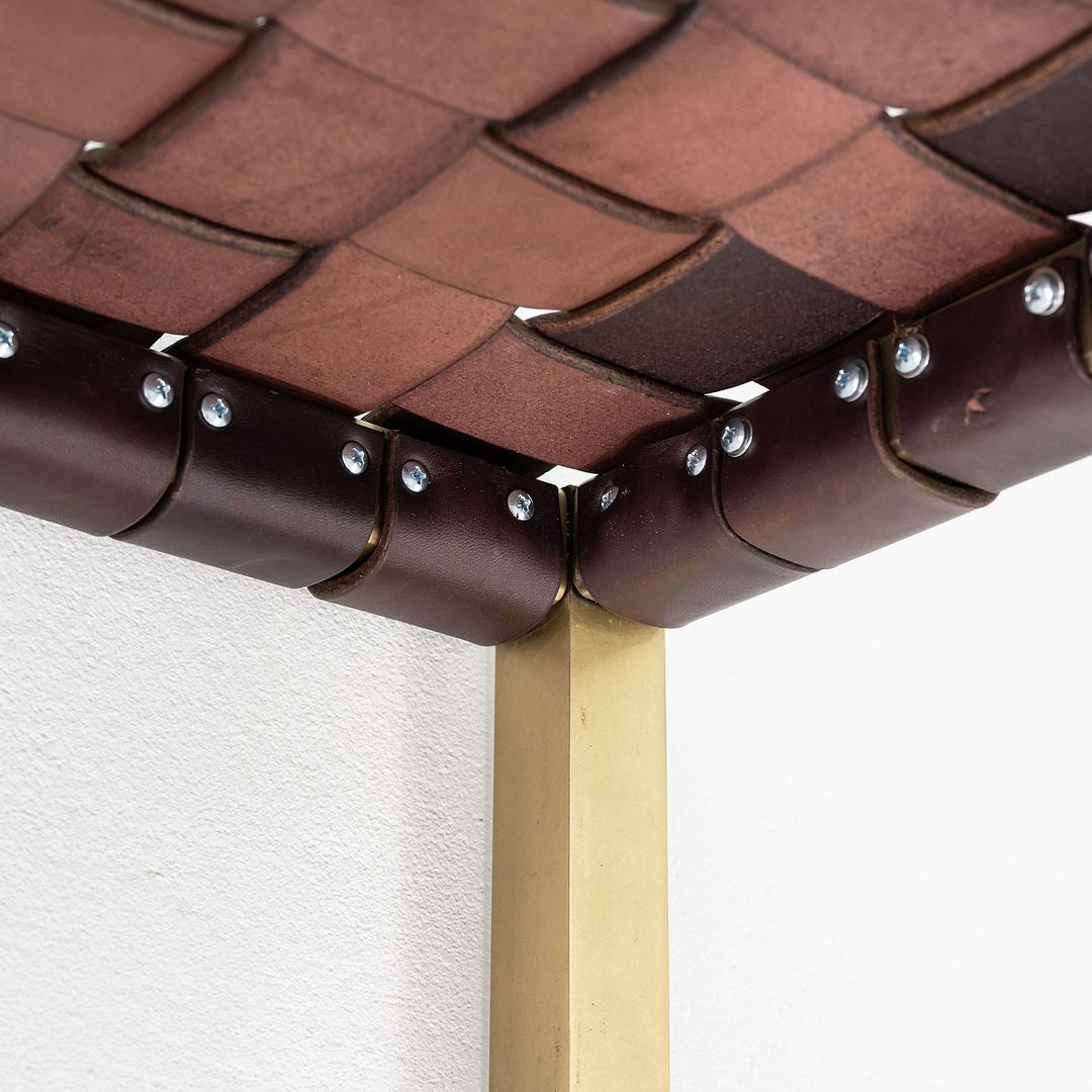 TG-18 Small Woven Leather Bench