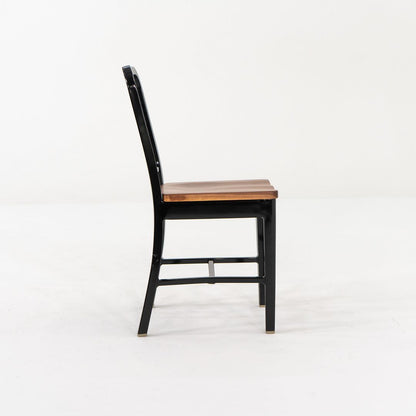 Navy Side Chair with Wood Seat