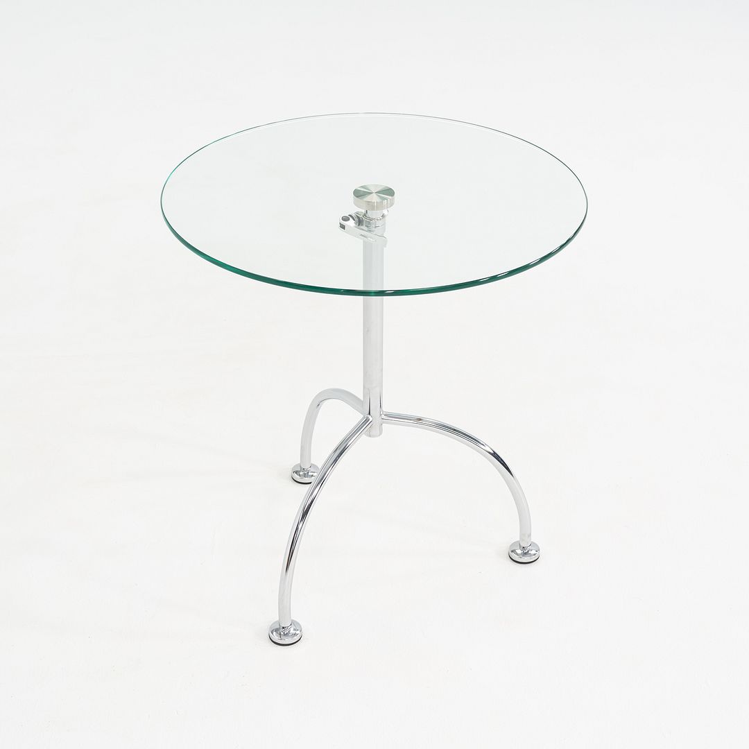 Chromed Steel and Glass Side Table