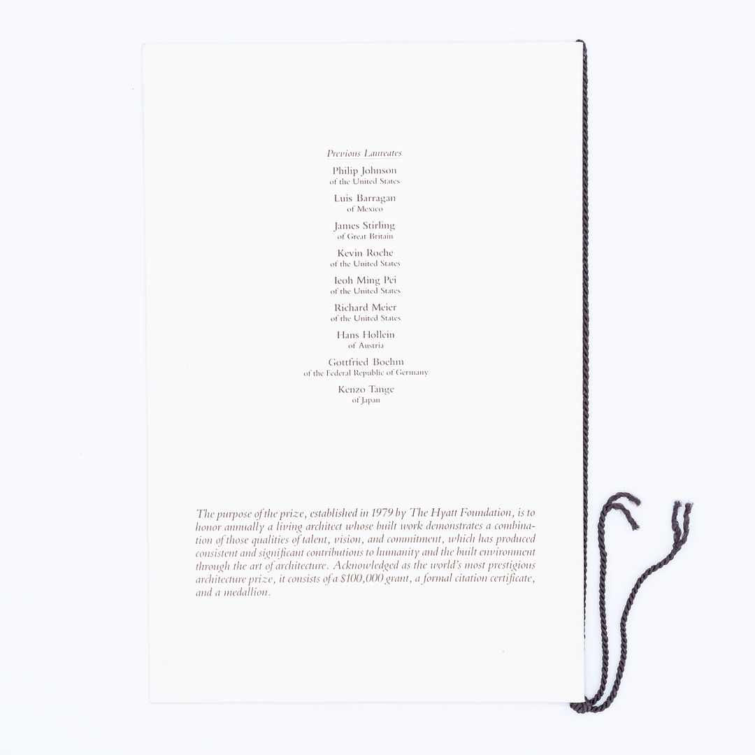 Pritzker Architecture Prize Program and Invitation