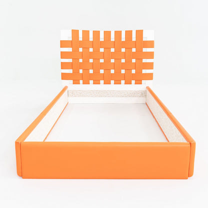 Woven Leather Twin Bed